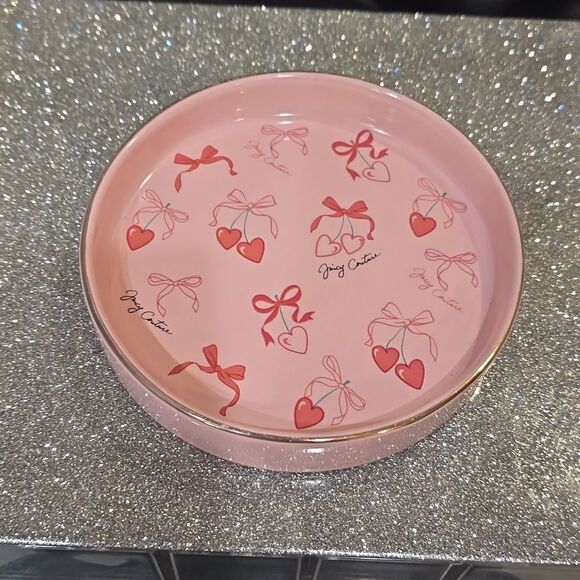 Juicy Couture Home Signature Logo  Heart Cherries & Bows Ceramic Trinket Tray - Picture 3 of 6